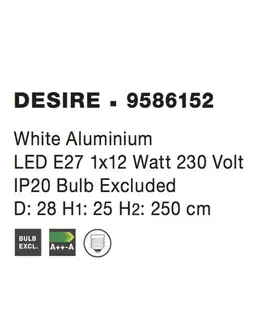 Designová závěsná svítidla NOVA LUCE závěsné svítidlo DESIRE bílý hliník E27 1x12W 230V IP20 bez žárovky 9586152