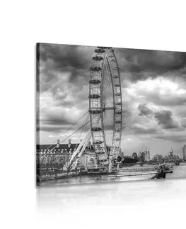 Černobílé obrazy Obraz jedinečný Londýn a řeka Temže v černobílém provedení
