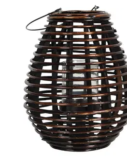 Zahradní lampy Hnědá dřevěná závěsná lucerna Eudo – Ø 29*35 cm Clayre & Eef 6RO0502