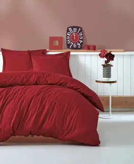 Ložní povlečení L'essentiel Povlečení ze saténové bavlny s prostěradlem Satin 200x220 cm červené s pruhy