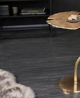 Luxusní a designové příruční stolky Estila Art-deco designový příruční stolek Ginko ve tvaru listu zlatý 53cm