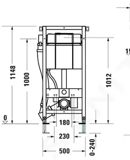Záchody DURAVIT DuraSystem Předstěnová instalace pro závěsné WC, 115 cm, odsávání zápachu, hygienické splachování WD1014000000