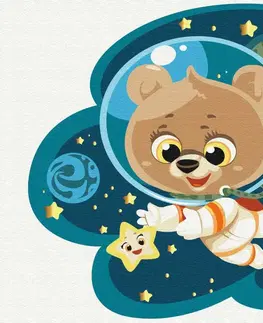 Pro děti Malování podle čísel pro děti medvídek ve vesmíru