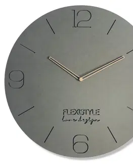 Nástěnné hodiny Luxusní hodiny ze dřeva v šedé barvě s průměrem 50cm