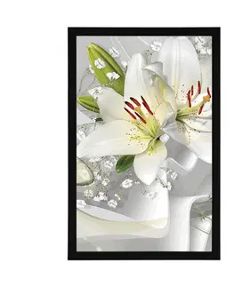 Květiny Plakát bílá lilie na zajímavém pozadí