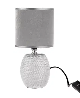 Lampičky Keramická stolní lampa Luna, stříbrná, 13 x 26,5 x 13 cm