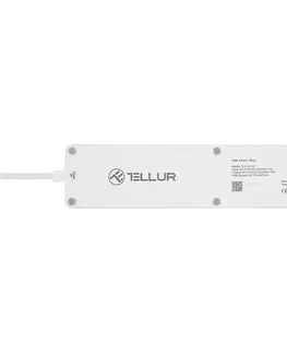 Prodlužovací kabely Tellur WiFi Smart Power Strip, 3x zásuvka, 4x USB 4A, 2200W, 10A, 1.8m, bílá