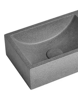 Umyvadla SAPHO CREST R betonové umyvadlo, nástěnné, včetně výpusti, 40x22cm, černý granit AR409