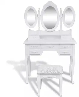 Toaletní Toaletní stolek s taburetem bílá Dekorhome