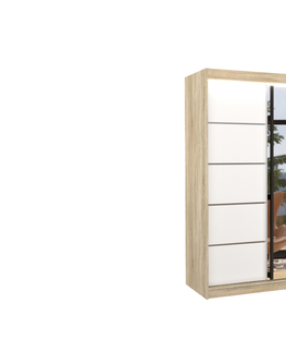 Šatní skříně Expedo Posuvná skříň se zrcadlem ANCORA, 120x200x58, sonoma/bílá