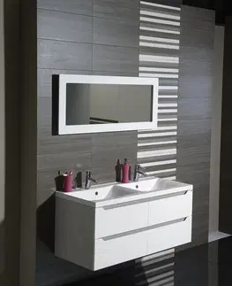 Koupelnový nábytek SAPHO WAVE dvojumyvadlová skříňka 119,7x50x47,8cm, bílá/dub stříbrný WA120-3011