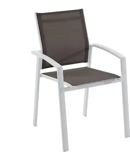 Zahradní židle a křesla DEOKORK Hliníkové křeslo s textílií BERGAMO (bílá)
