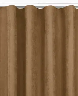 Záclony Závěs Homede Milana s řasící páskou světle hnědý, velikost 220x175