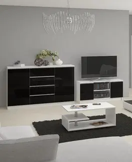 TV stolky Ak furniture TV stolek Tonon 120 cm bílý/černý lesk