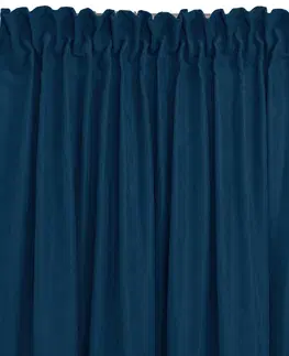 Záclony HOMEDE Závěs MILANA klasická transparentní dračí páska 5 cm s třásněmi 3 cm indigo, velikost 220x300