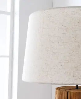 Luxusní a designová svítidla Estila Textilní stínítko kulatého tvaru na stojací lampu Treety v přírodní lněné barvě 50cm
