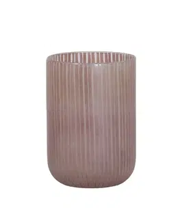 Dekorativní vázy Skleněná proužkovaná růžová váza Tollegno - Ø 16,5 * 22 cm Light & Living 5949795