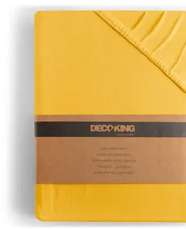 Prostěradla Bavlněné jersey prostěradlo s gumou DecoKing Nephrite žluté, velikost 120-140x200+30