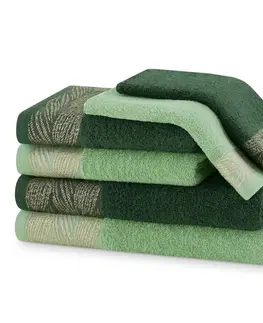 Ručníky AmeliaHome Sada 6 ks ručníků ALLIUM klasický styl zelená