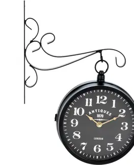 Hodiny Kovové nástěnné hodiny Clemente černá, 29 x 9 x 39 cm