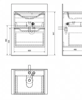 Koupelnový nábytek SAPHO WAVE umyvadlová skříňka 60x65x47,8cm, bílá WA060-3030