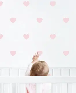 Samolepky na zeď Pudrově růžová srdíčka - samolepky pro holčičku