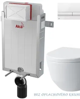 WC sedátka ALCADRAIN Renovmodul předstěnový instalační systém s bílým tlačítkem M1710 + WC LAUFEN PRO RIMLESS + SEDÁTKO AM115/1000 M1710 LP1