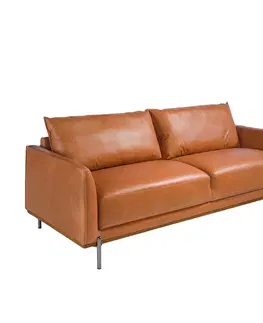 Luxusní a designové sedačky Estila Moderní kožená sedačka Vita Naturale 3-místná hnědá 210cm