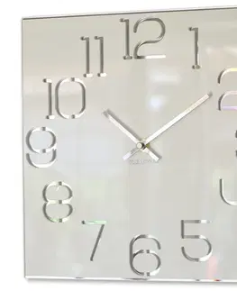 Nástěnné hodiny Stylové hranaté hodiny bílé barvy 30 cm