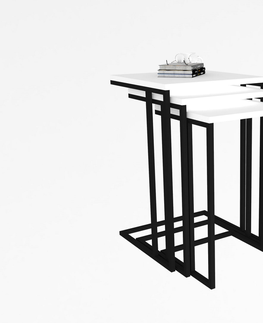 Konferenční stolky Set konferenčních stolků DARWIN, bílá/černá