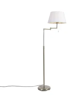 Stojaci lampy Stojací lampa z oceli s bílým stínidlem a nastavitelným ramenem - Ladas Deluxe