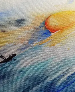 Obrazy přírody a krajiny Obraz akvarelové moře a zapadající slunce