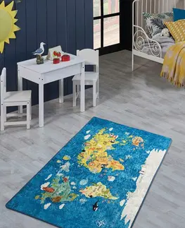 Koberce a koberečky Conceptum Hypnose Dětský koberec World Map 200x290 cm modrý