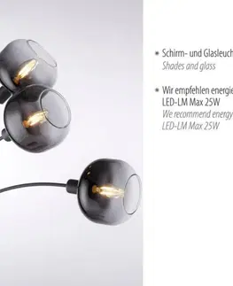 Retro stojací lampy LEUCHTEN DIREKT is JUST LIGHT stojací svítidlo 3 ramenné černá kouřové sklo moderní nastavitelné LD 15422-18