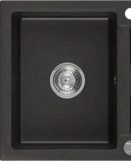 Kuchyňské dřezy MEXEN Andres granitový dřez 1.5 s odkapávačem 1000x500 mm, černá / zlatá kovová 6515101510-75