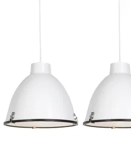 Zavesna svitidla Sada 2 průmyslových závěsných lamp bílých stmívatelných 38 cm - Anteros
