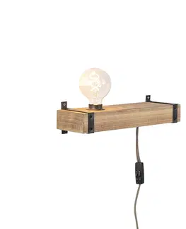 Nastenna svitidla Průmyslové nástěnné svítidlo dřevěné USB - Reena