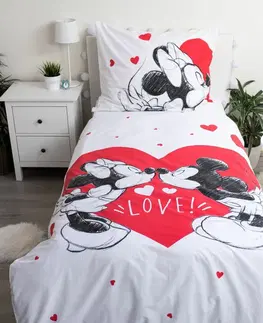 Povlečení Jerry Fabrics Dětské bavlněné povlečení Mickey and Minnie Love 05, 140 x 200 cm, 70 x 90 cm