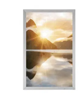 Příroda Plakát krásný východ slunce na Novém Zélandu