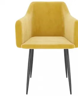 Židle Jídelní židle 2 ks samet / kov Dekorhome Krémová