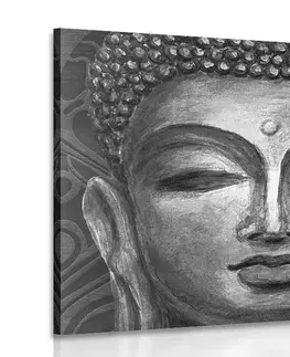 Černobílé obrazy Obraz tvář Budhy v černobílém provedení