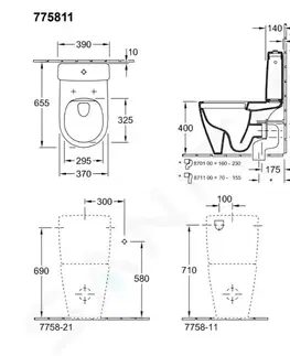Záchody VILLEROY & BOCH Avento Splachovací nádržka, 390x140 mm, CeramicPlus, alpská bílá 775811R1