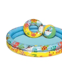 Vodní hračky Nafukovací SET - bazén 112cm, plavací kruh 51cm, míč 41x15cm