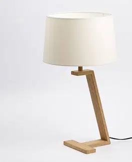 Stolní lampy Aluminor Stolní lampa Memphis LT ze dřeva a látky, bílá