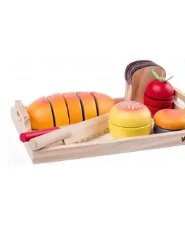 Dřevěné hračky Woody Tác se snídaní Krájení