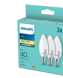 LED osvětlení Philips SADA 3x LED Žárovka Philips B35 E14/5W/230V 2700K 