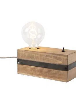 Stolni lampy Průmyslová stolní lampa dřevo - Reena