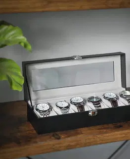 Boxy na hodinky Kazeta na hodinky se skleněným víkem černá