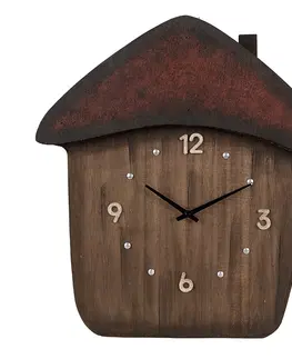 Hodiny Dřevěné nástěnné hodiny ve tvaru domku - 37*4*40 cm / 1*AA Clayre & Eef 6KL0820