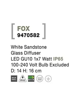 Stojací svítidla NOVA LUCE venkovní sloupkové svítidlo FOX bílý pískovec skleněný difuzor GU10 1x7W 100-240V bez žárovky IP65 9470582